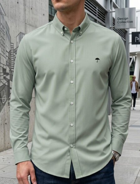 Camisa Hombre Casual Manga Larga Verde Pistache