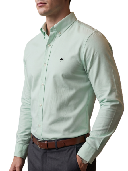 Camisa Hombre Casual Manga Larga Verde Menta 1
