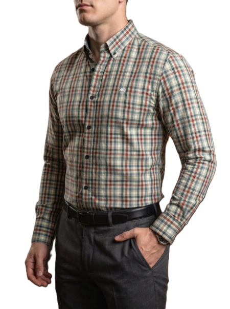 Camisa Hombre Casual Cuadros Verde Pistache, Azul, Vino 1