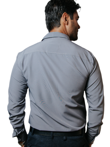 Camisa Hombre Casual Gris Claro Lisa 5