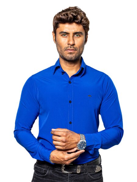Camisa Hombre Casual Azul Rey Lisa 2