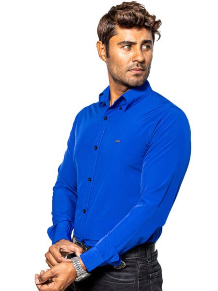 Camisa Hombre Casual Azul Rey Lisa 4